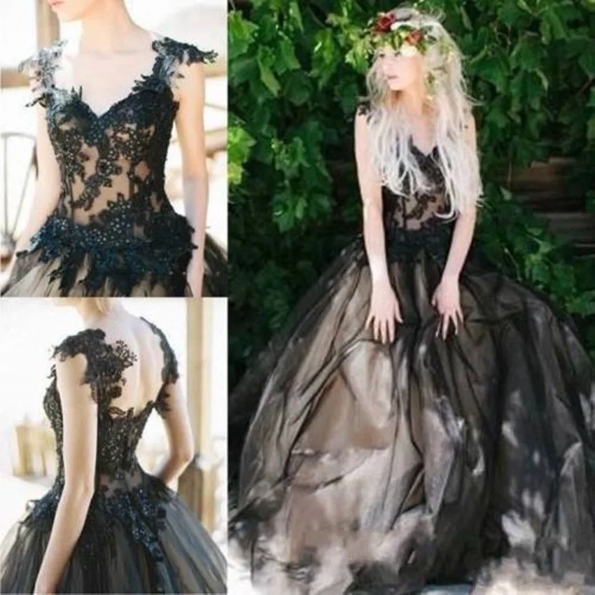 Black Gothic Wedding Dresses 2019 Sweetheart Vintage Ball Gowns Bridal Gowns Cap Sleeve Beaded Lace Appliqued Vestido De Noiva
Black Gothic Wedding Dresses 2019 Sweetheart Vintage Ball Gowns Bridal Gowns Cap Sleeve Beaded Lace Appliqued Vestido De Noiva