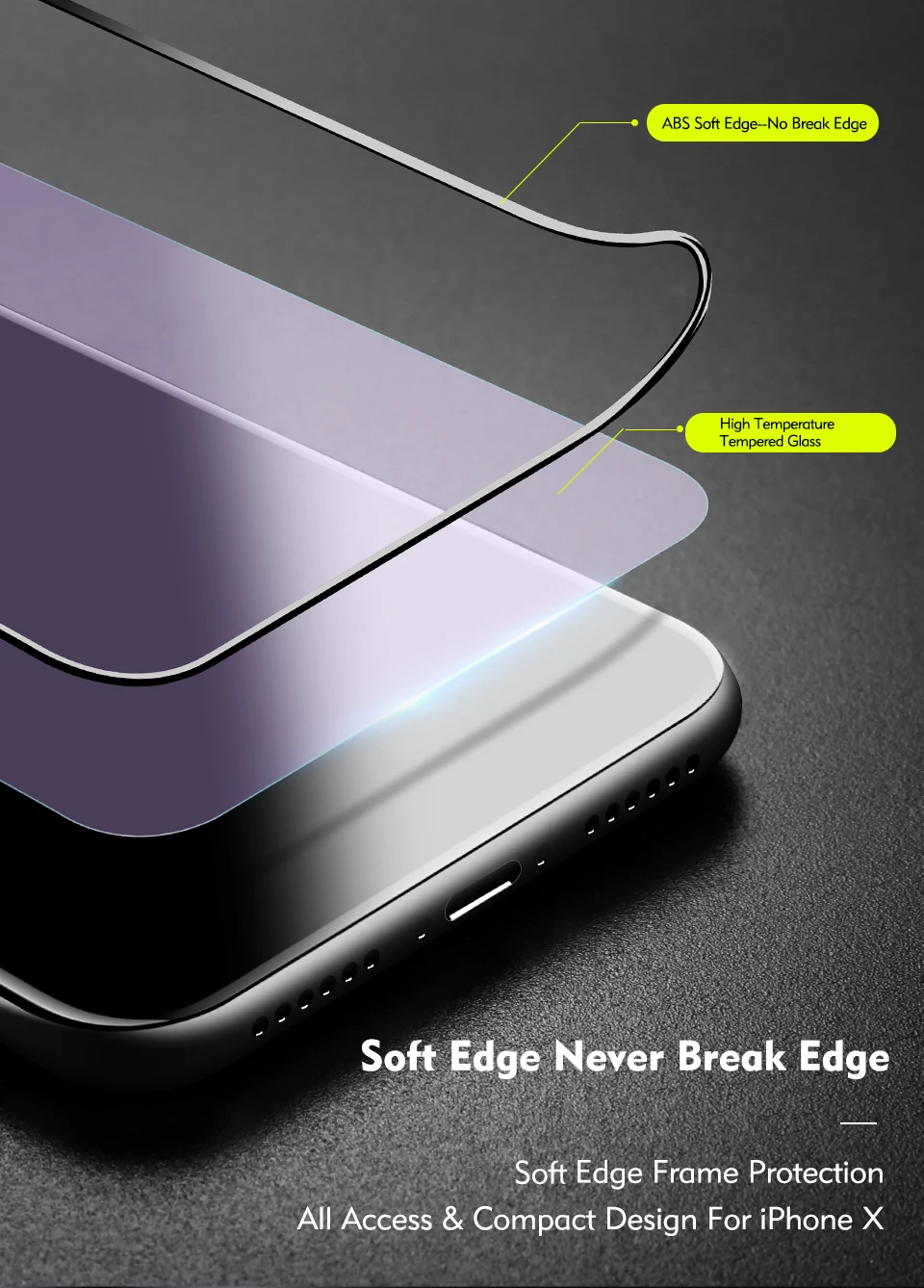 3D Curved Edge Anti Blue Light Glass For iPhone X Screen Protector Exhaust Automatically & & Without Bubbles For iPhone X Glass (3)