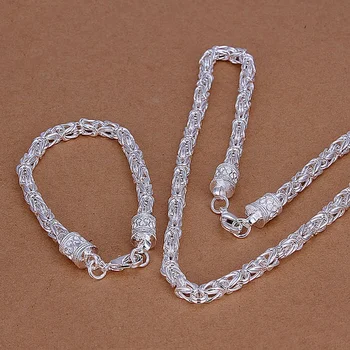 Hot Christmas gifts European style retro geometric necklace bracelets fashion men Women Silver color jewelry Set S027 
Hot Christmas gifts European style retro geometric necklace bracelets fashion men Women Silver color jewelry Set S027