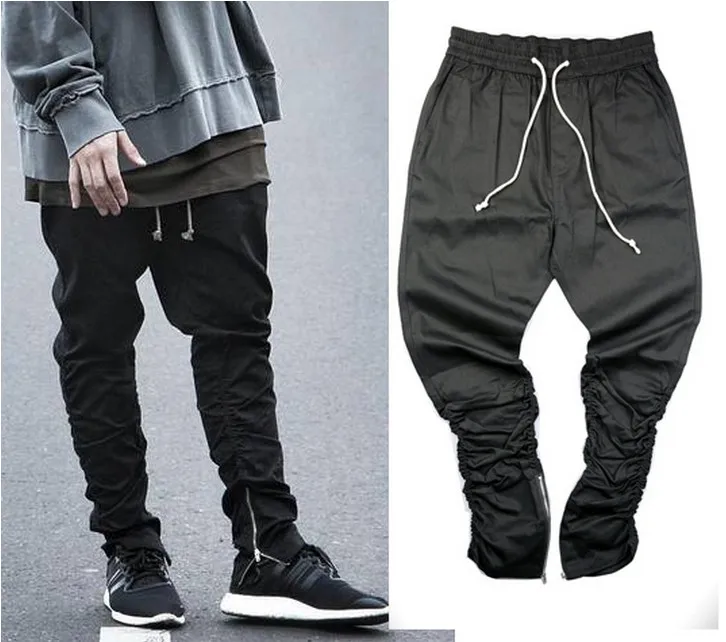 

Justin bieber brand side zipper men slim fit casual mens hip hop jogger biker pants swag sweatpants skinny trousers Plus Size