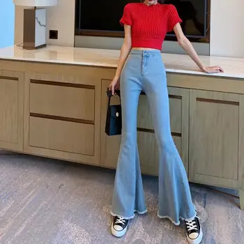 High waist stretch denim pants female Slim burr Flare pants women spring autumn jeans trousers r1295
High waist stretch denim pants female Slim burr Flare pants women spring autumn jeans trousers r1295
