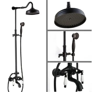 Black Oil Rubbed Bronze Dual Ceramic Handles Bathroom Rain Shower Head Faucet Set Bath tub Mixer Tap Wall Mounted mrs684
Black Oil Rubbed Bronze Dual Ceramic Handles Bathroom Rain Shower Head Faucet Set Bath tub Mixer Tap Wall Mounted mrs684