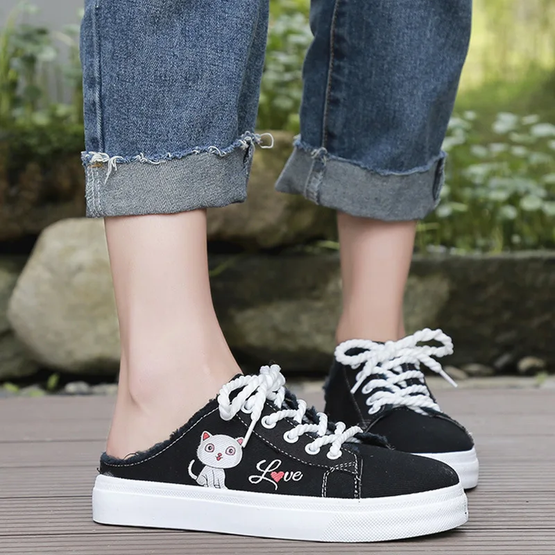 Female Canvas Shoes 2019 Women Summer Backless Flats Wear-Resistant Platform Lazy Black White Shoes Slip On Casual Fashion
Female Canvas Shoes 2019 Women Summer Backless Flats Wear-Resistant Platform Lazy Black White Shoes Slip On Casual Fashion