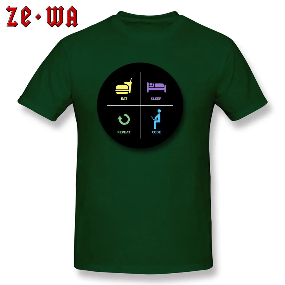 New Design eat sleep code repeat Custom T-Shirt O-Neck Pure Cotton Youth T Shirt Short Sleeve ostern Day Custom Tee Shirts eat sleep code repeat dark
