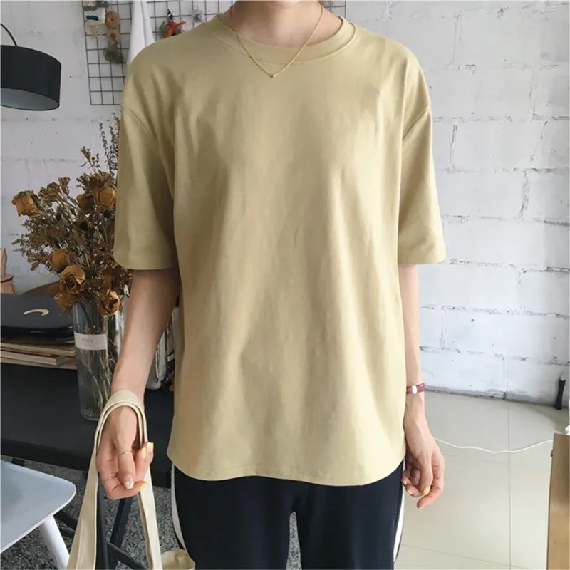 Korean Style Women T-Shirt Female Summer Loose T Shirt Tee Top Casual Solid Short Sleeve O-Neck Cotton tshirt Camisetas Mujer
Korean Style Women T-Shirt Female Summer Loose T Shirt Tee Top Casual Solid Short Sleeve O-Neck Cotton tshirt Camisetas Mujer
