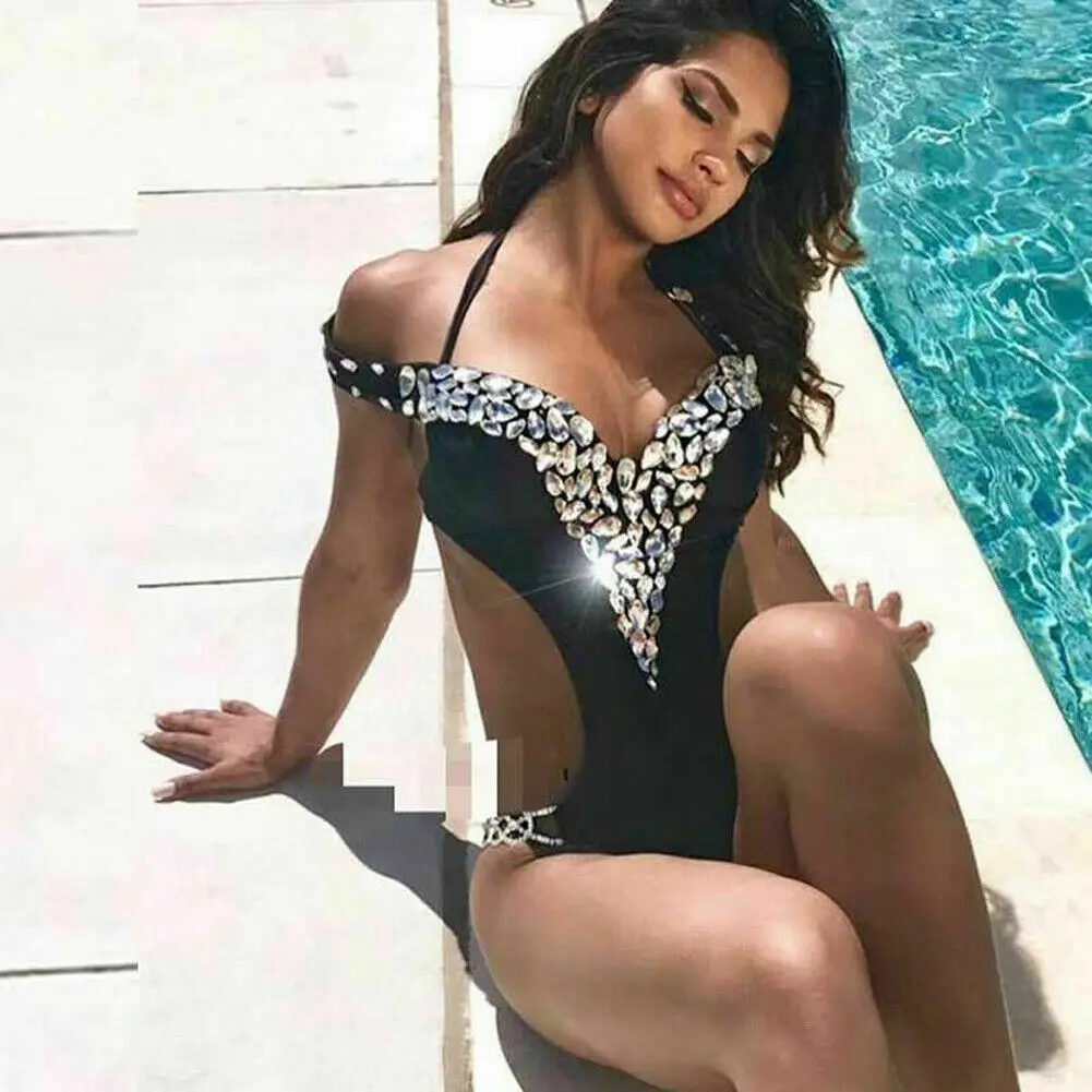 Sexy Women One Piece Swimsuit Bandage Rhinestone Halter Fashion Female Mujer Biquinis Bikini Brazilian Swimwear Bathing Suit
Sexy Women One Piece Swimsuit Bandage Rhinestone Halter Fashion Female Mujer Biquinis Bikini Brazilian Swimwear Bathing Suit