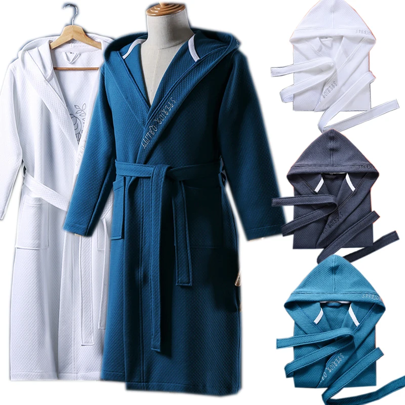 Autumn Winter Thick Waffle quilted cotton bathrobe sleepwear robes unisex nightgown embroidery hooded bathrobe pijamas Coverall
Autumn Winter Thick Waffle quilted cotton bathrobe sleepwear robes unisex nightgown embroidery hooded bathrobe pijamas Coverall