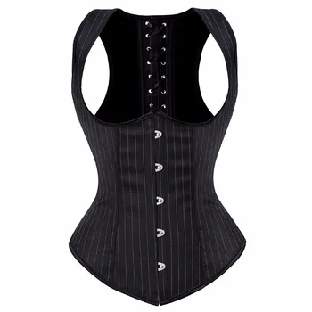 

caudatus corset underbust sexy brocade corsets bustiers with straps pinstripe stripe burlesque plus size black korsett