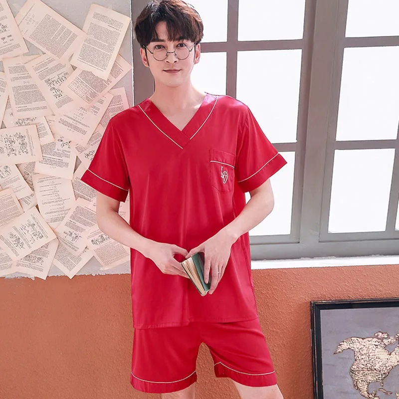 V-neck Pajamas Set Sleepwear Print Letter 2pcs Short Sleeve Shirt&shorts Men Nightwear Home Clothes Lounge Intimate Lingerie
V-neck Pajamas Set Sleepwear Print Letter 2pcs Short Sleeve Shirt&shorts Men Nightwear Home Clothes Lounge Intimate Lingerie