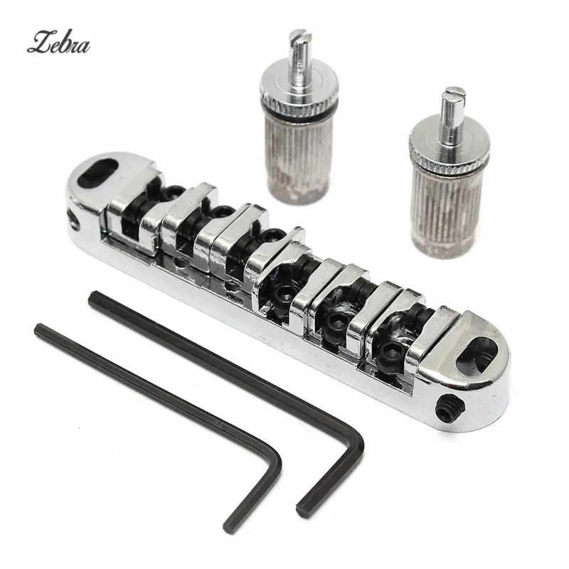 Zebra Roller Saddle Locking Bridge Chrome Electric Guitar Tremolo Tailpiece With Roller Ball For Bass Guitar Parts Accessories