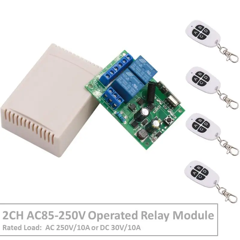 2Channel 433 MHz RF Wireless Remote Control AC 220V 10A Relay Receiver For Universal LED/Garage/Door/Motor/Electric Curtain
2Channel 433 MHz RF Wireless Remote Control AC 220V 10A Relay Receiver For Universal LED/Garage/Door/Motor/Electric Curtain