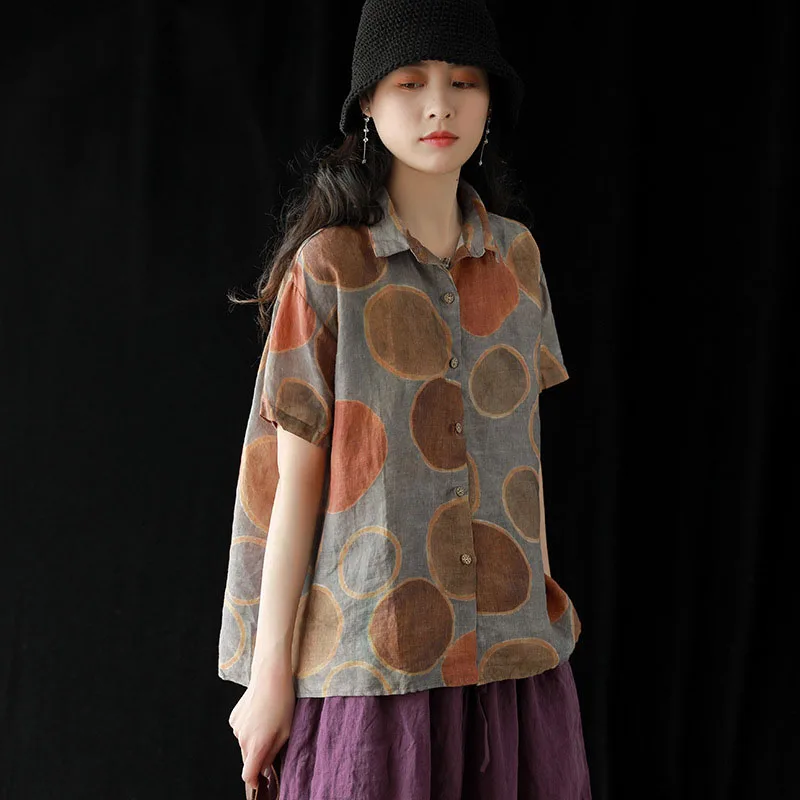QPFJQD Women Buttons Casual Dot Print Short Sleeve Shirts Turn Down Collar Vintage Loose Cotton Linen Ladies Tops And Blouses
QPFJQD Women Buttons Casual Dot Print Short Sleeve Shirts Turn Down Collar Vintage Loose Cotton Linen Ladies Tops And Blouses