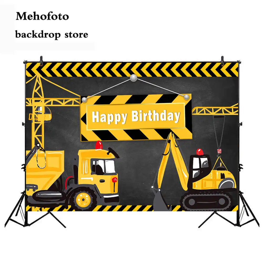 Mehofoto 7x5ft Construction Theme Birthday Party Backdrop Bricks