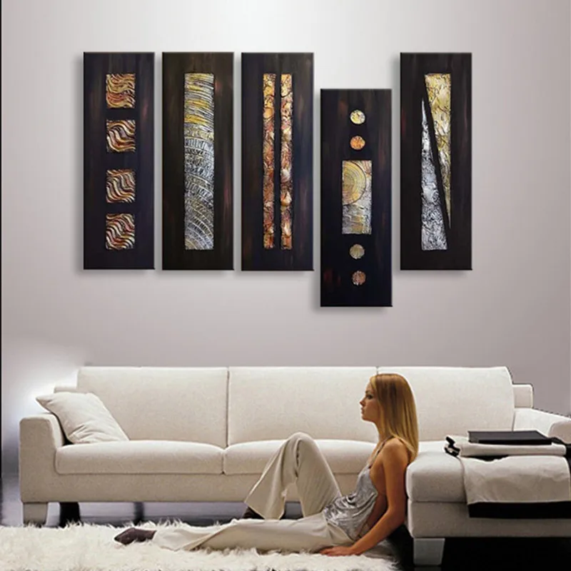 Large 5 Panel Wall Painting Hand Painted Abstract Oil Paintings on Canvas Home Decor Wall Art Pictures Knife Black Oil Painting
Large 5 Panel Wall Painting Hand Painted Abstract Oil Paintings on Canvas Home Decor Wall Art Pictures Knife Black Oil Painting
