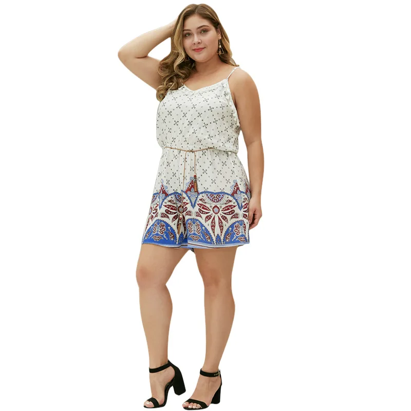 WHZHM Summer Sexy Plus Size 3XL 4XL Flower Printed Playsuits Women Strap Sleeveless Loose Pants Backless Beach Playsuits Ladies
WHZHM Summer Sexy Plus Size 3XL 4XL Flower Printed Playsuits Women Strap Sleeveless Loose Pants Backless Beach Playsuits Ladies