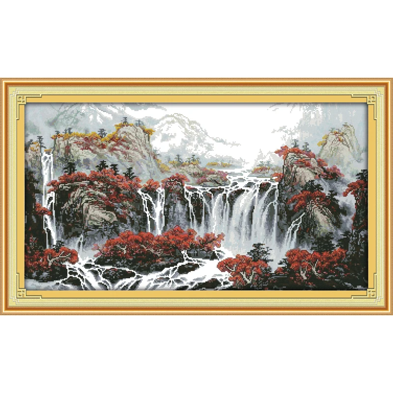 Everlasting love Christmas Autumn mountain with fountains Ecological cotton Chinese cross stitch kits stamped 11CT 14CT New year
Everlasting love Christmas Autumn mountain with fountains Ecological cotton Chinese cross stitch kits stamped 11CT 14CT New year