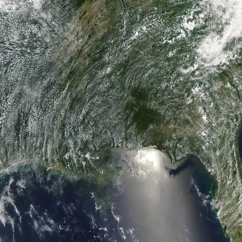 Satellite view of an oil spill is visible across the northern Gulf of Mexico Poster Print (25 x 31)