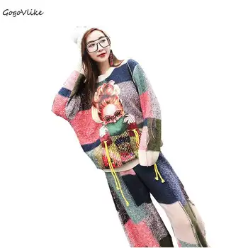 Sweater+Pants Two Pieces set Women Appliques Color Block Pullovers 2018 Spring Sweater Plaid Twinset Loose LT470S20
Sweater+Pants Two Pieces set Women Appliques Color Block Pullovers 2018 Spring Sweater Plaid Twinset Loose LT470S20