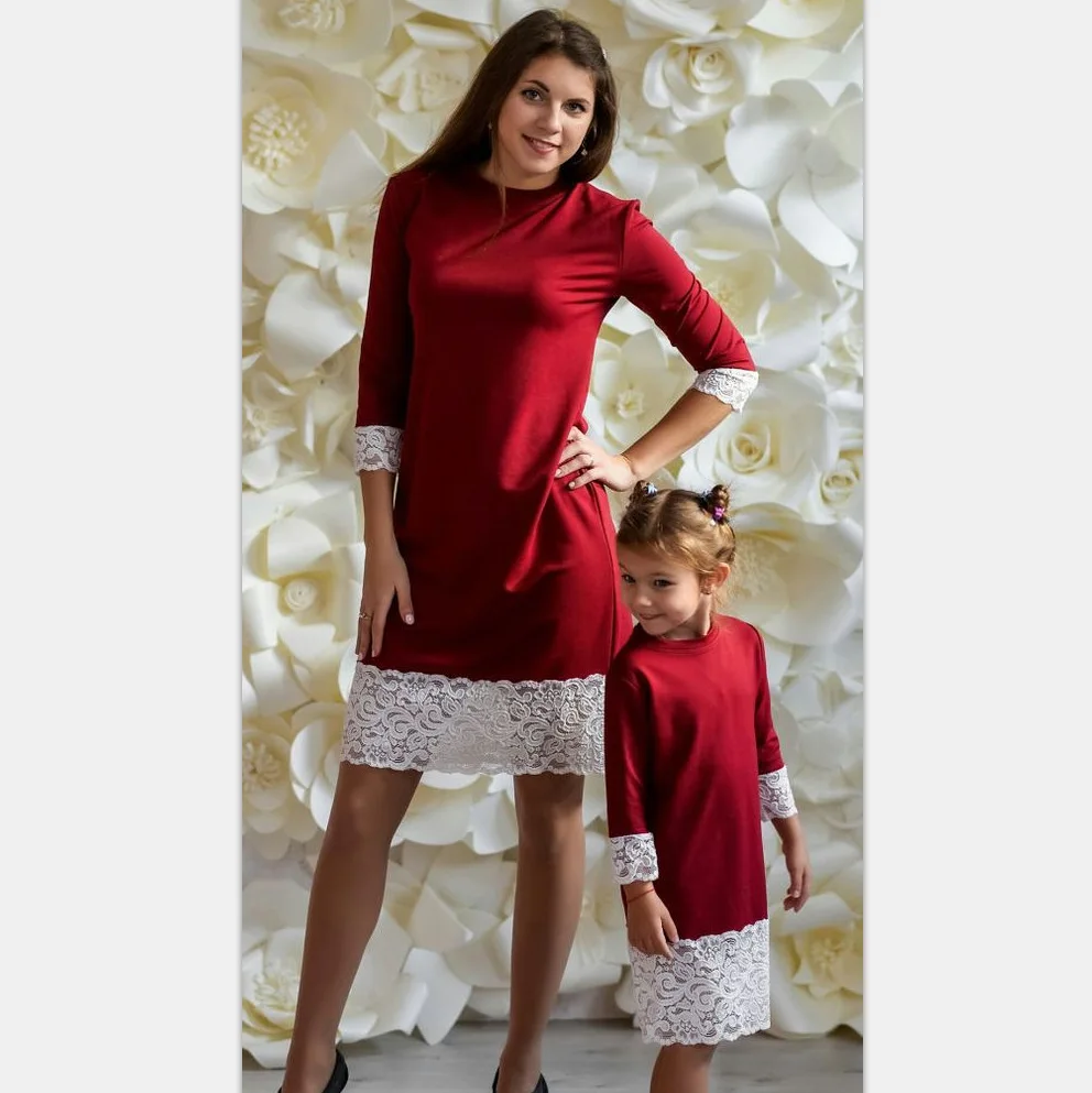 2018 New Mommy and Me Dresses Mother dDaughter Dresses Lace Patchwork Red Solid Long Sleeves Family Matching Clothes
2018 New Mommy and Me Dresses Mother dDaughter Dresses Lace Patchwork Red Solid Long Sleeves Family Matching Clothes