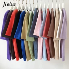 Jielur Tee camisa de 15 Color sólido Camiseta básica mujer Casual o-Cuello Harajuku verano coreano Hipster blanco T camisa S-XL dropship(China)