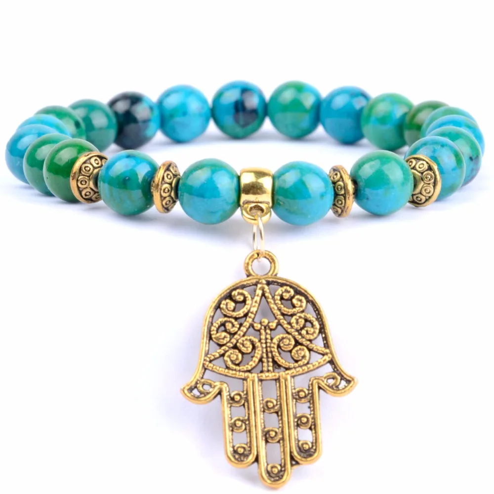Golds Plated Fatima Hand Charm Bracelet Men Natural Stone Bracelets & Bangles For Women Wristband Yoga Jewerly Wholesale
Golds Plated Fatima Hand Charm Bracelet Men Natural Stone Bracelets & Bangles For Women Wristband Yoga Jewerly Wholesale