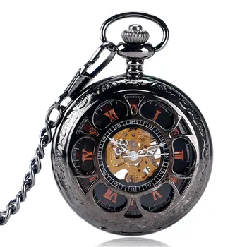 Black Mechanical Hand Winding Pocket Watch Flower Hollow Steampunk with Bronze Necklacce for Man Male Retro Skeleton Watches
Black Mechanical Hand Winding Pocket Watch Flower Hollow Steampunk with Bronze Necklacce for Man Male Retro Skeleton Watches
