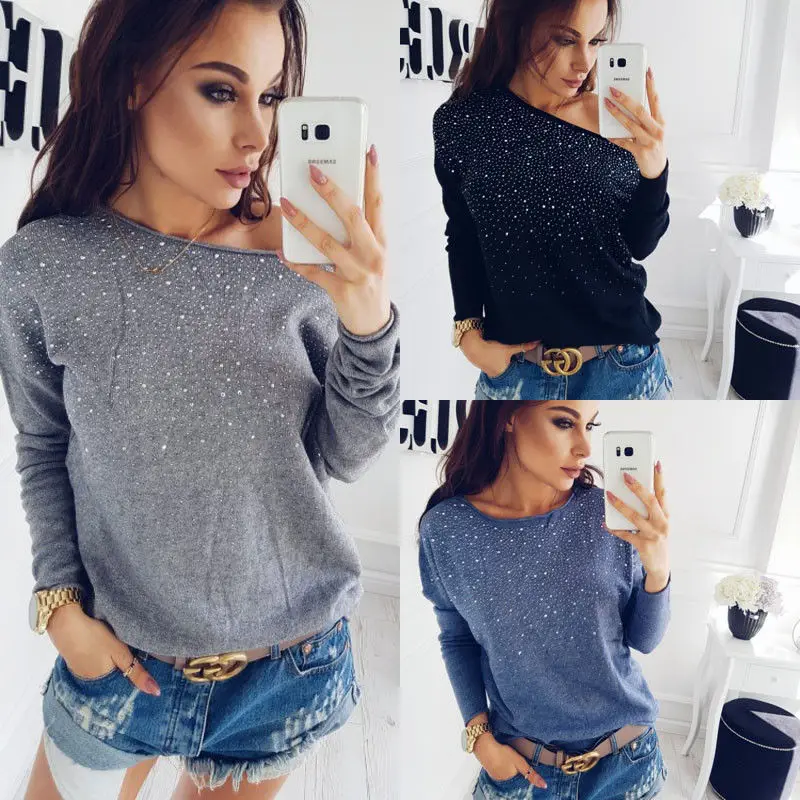 2017 New Fashion Autumn Winter Women Clothes Diamond Bling Solid Long Sleeve Blouse Casual Slim Tops Outwear Blouse
2017 New Fashion Autumn Winter Women Clothes Diamond Bling Solid Long Sleeve Blouse Casual Slim Tops Outwear Blouse