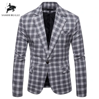 Fashion Plaid Blazer Men Slim Fit Single Button 2019 New Brand Clothing Blazer Jackets Casual Office Blazer Masculino 
Fashion Plaid Blazer Men Slim Fit Single Button 2019 New Brand Clothing Blazer Jackets Casual Office Blazer Masculino