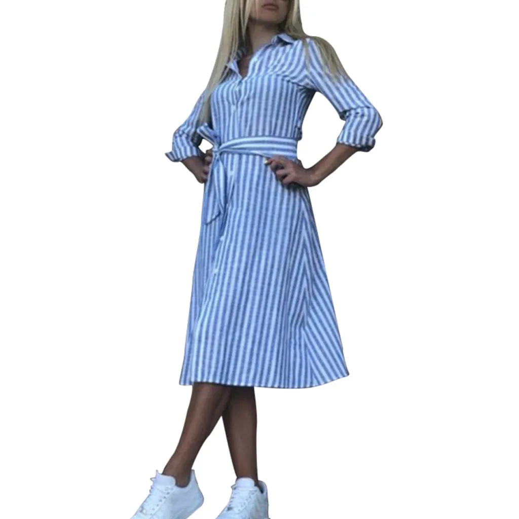 2019 MAXIORILL New Women's Fashion Lapel Solid Color Striped Button With Belt Shirt Dress платье Wholesale T 3
2019 MAXIORILL New Women's Fashion Lapel Solid Color Striped Button With Belt Shirt Dress платье Wholesale T 3