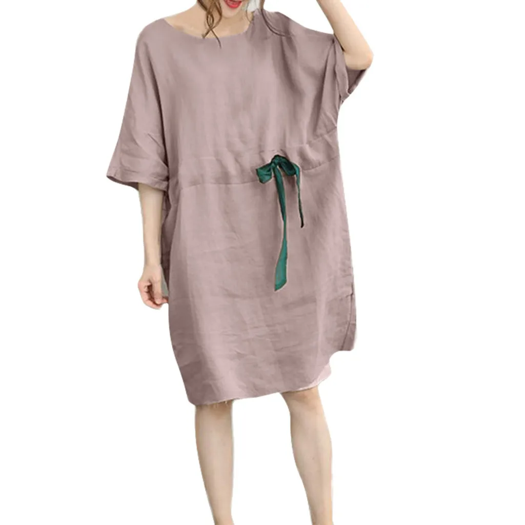 2019 Summer Sundress Women Beach Casual Round Neck Loose Solid Color Cotton And Linen Knee-Length Dress L605
2019 Summer Sundress Women Beach Casual Round Neck Loose Solid Color Cotton And Linen Knee-Length Dress L605