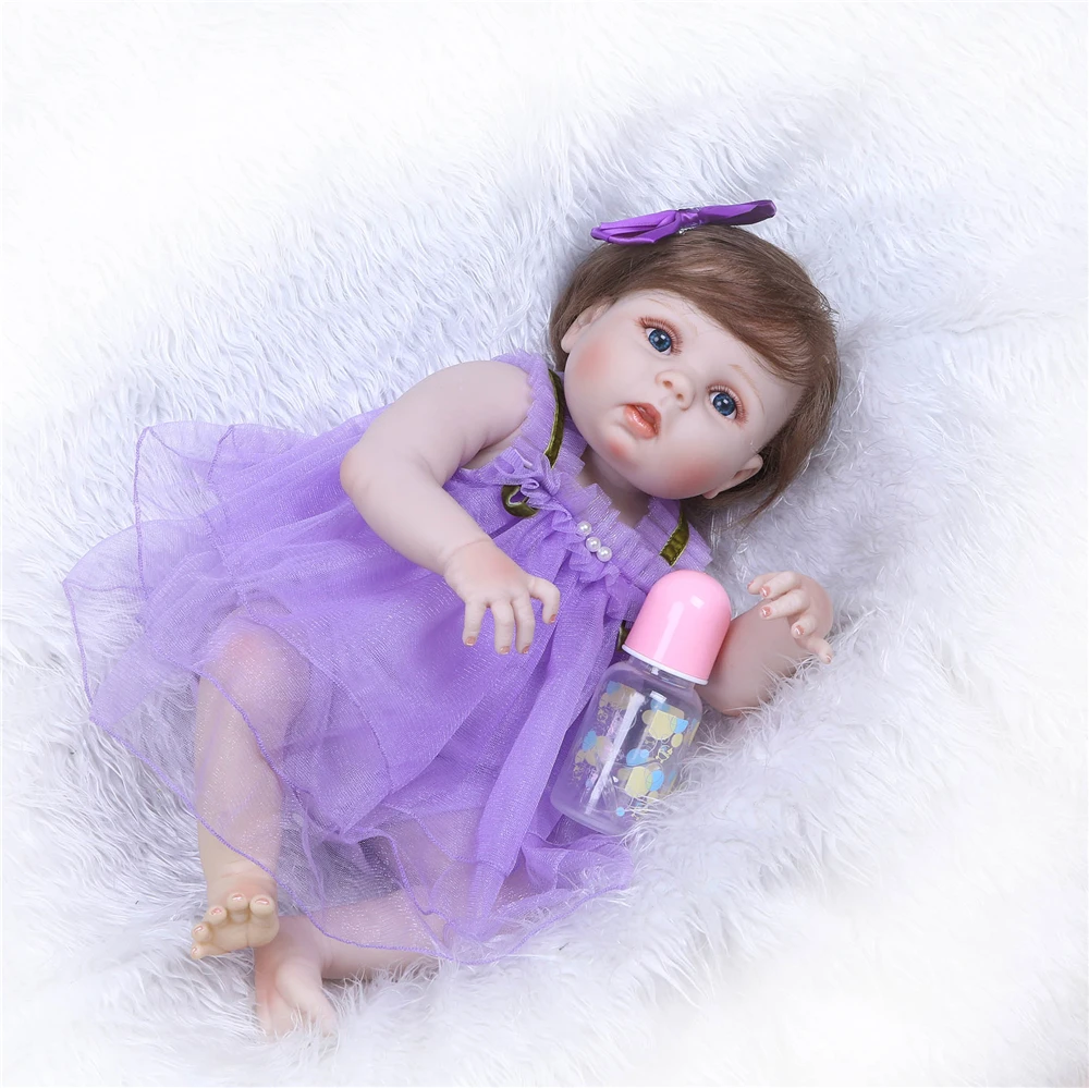 Lovely Real Like Baby Dolls Reborn 23'' Full Silicone Vinyl Reborn baby Doll Toys Realistic Lifelike Girl Wear purple Dress
Lovely Real Like Baby Dolls Reborn 23'' Full Silicone Vinyl Reborn baby Doll Toys Realistic Lifelike Girl Wear purple Dress
