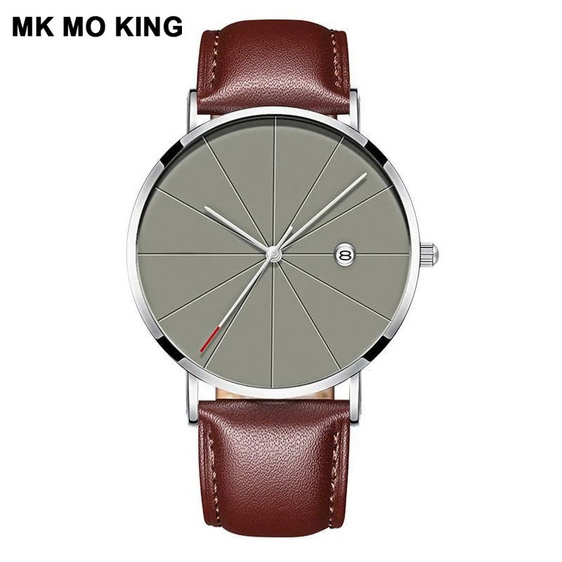 Luxury Fashion Faux Leather Mens Analog Watch Watches Brown Strap New Top Brand Bayan Kol Saati Men | Наручные часы