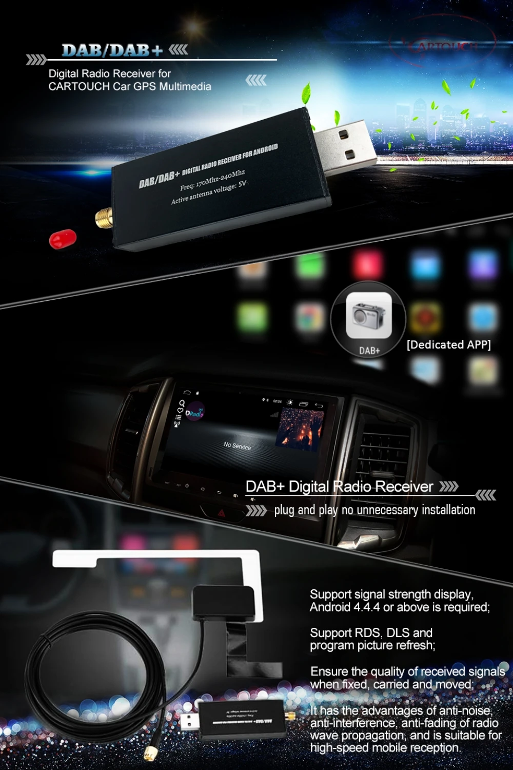Liandlee DABDAB+ Digital Radio Receiver Broadcasting Universal USB For Android Navigation Car GPS Multimedia Car DVD In Europe 1