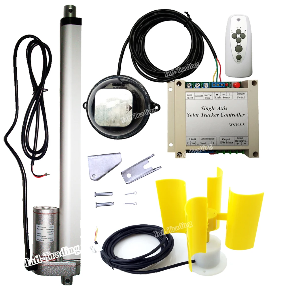 1000W KW 12V DC Motor Single Axis Solar Tracking Sun Tracker Kit +E/W 12" Linear Actuator +Wind Speed Sensor +Controller +Remote
1000W KW 12V DC Motor Single Axis Solar Tracking Sun Tracker Kit +E/W 12" Linear Actuator +Wind Speed Sensor +Controller +Remote