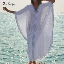 Plus size Katoen Badpak Cover Up Vrouwen Zomer Strand Jurk Robe de Plage Sarong Beach Cover up badpak Vrouwen beachwear(China)