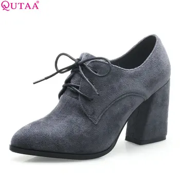 QUTAA 2018 Women Pumps Cow Suede Fashion Pointed Toe Square High Heel Women Shoes Platform Lace Up Casual Shoes Size 34-43
QUTAA 2018 Women Pumps Cow Suede Fashion Pointed Toe Square High Heel Women Shoes Platform Lace Up Casual Shoes Size 34-43