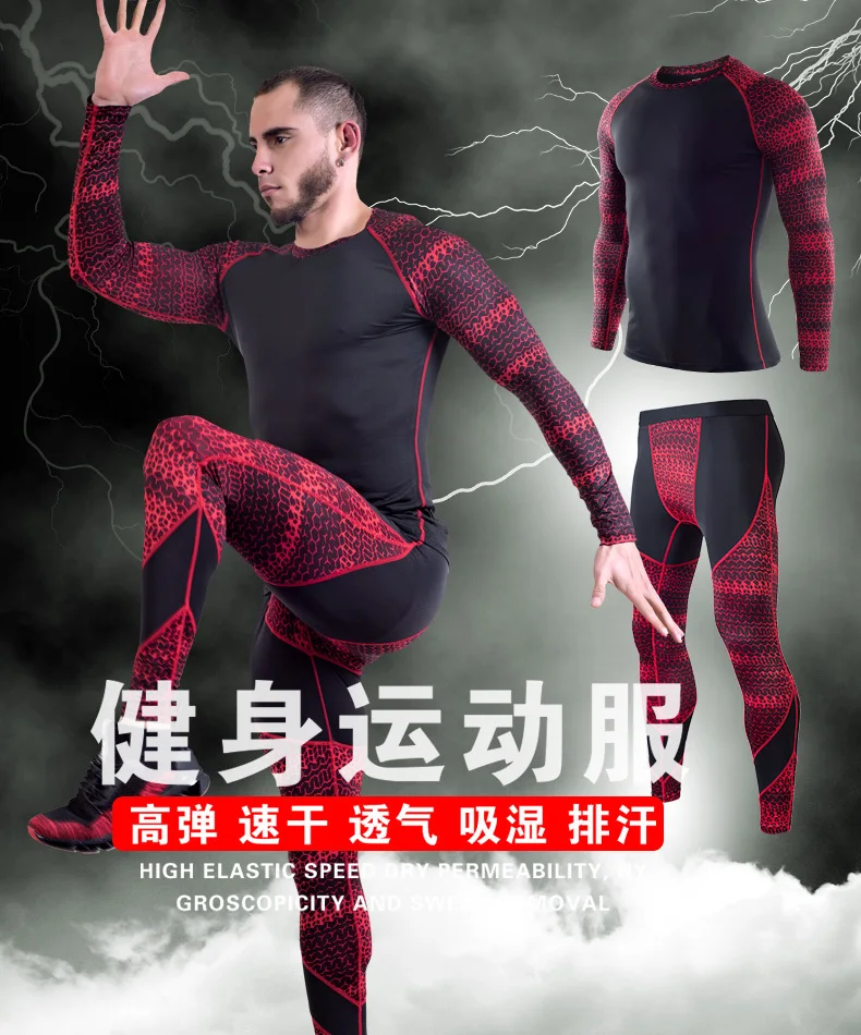 2019 Rashguard Male Fitness MMA Running Shirt Men Long Sleeve T Shirt Crossfit Bodybuilding Men Man Compression Sports Suit (1)