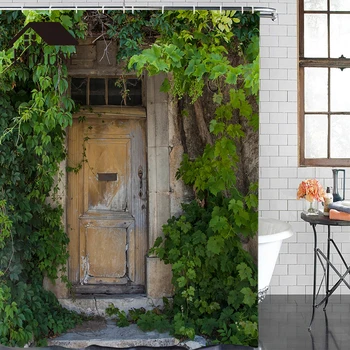 BIGHOUSES Shower Curtain Provence Door covered with green vines Fabric Shower Curtain with Hooks
BIGHOUSES Shower Curtain Provence Door covered with green vines Fabric Shower Curtain with Hooks