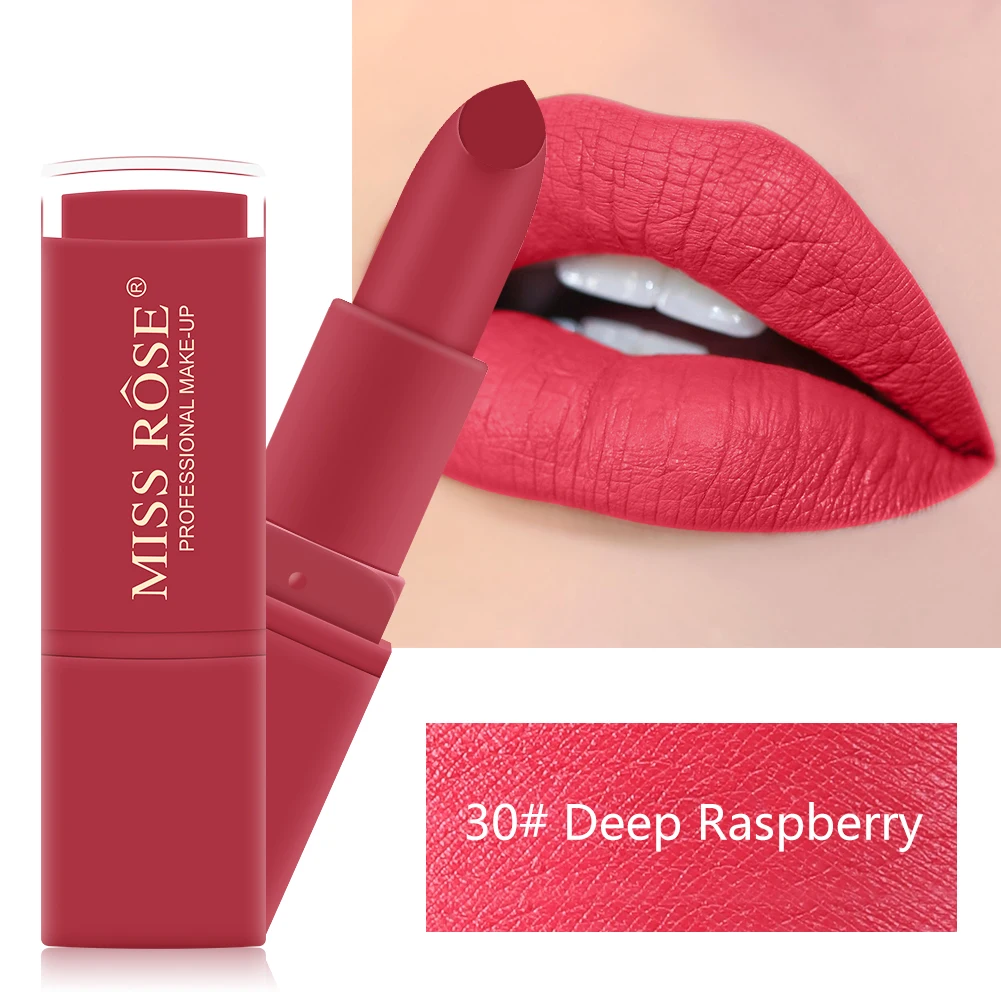 MISS ROSE 12 Colors Matte Pink Natural Makeup Long Lasting Lipstick Waterproof Lips Make up Cosmetic Not Fade Lip Balm TSLM2