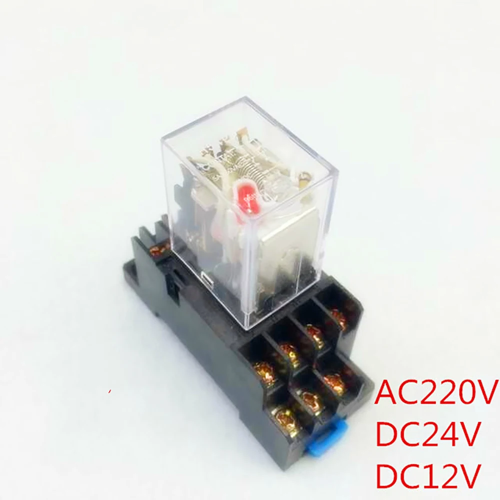 Серебряное Контактное реле катушка питания 4NO 4NC 14 контактов HH54P DC24V 12 в пост. Тока