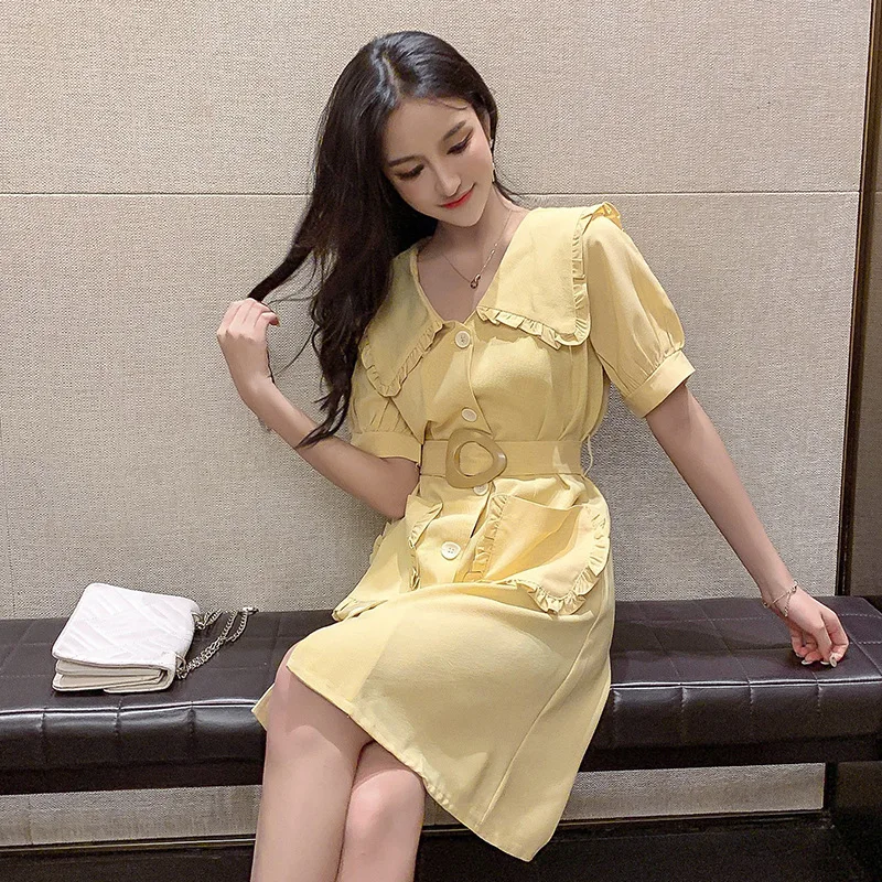 Summer 2019 New Slim Dress Knee-Length Women Dress Turn-down Collar Empire Knee-Length A-Line Short Button Dress Women
Summer 2019 New Slim Dress Knee-Length Women Dress Turn-down Collar Empire Knee-Length A-Line Short Button Dress Women