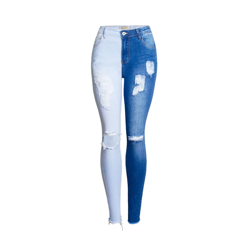 4xl Plus Size Ripped Jeans For Women Color Blocking Pencil Blue Torn Skinny Denim Jeans Pants Trousers 2018 Casual Fashion Femme 
4xl Plus Size Ripped Jeans For Women Color Blocking Pencil Blue Torn Skinny Denim Jeans Pants Trousers 2018 Casual Fashion Femme