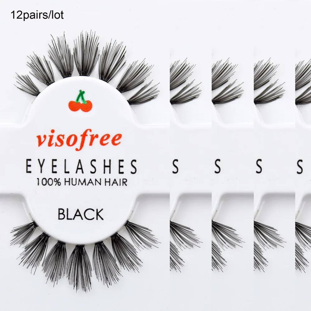 12pairs/lot Visofree Lashes Black Eyelashes Handmade Natural 100% Human Hair Lashes Invisible Band False Eyelashes Makeup
12pairs/lot Visofree Lashes Black Eyelashes Handmade Natural 100% Human Hair Lashes Invisible Band False Eyelashes Makeup
