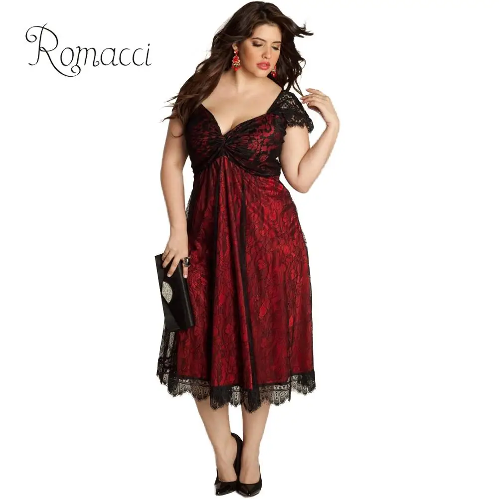 Romacci Women 3XL 4XL 5XL Plus Size Dress Sweetheart V Neck Cap Sleeve Floral Lace Dress Midi-calf Elegant Sexy Club Party Dress
Romacci Women 3XL 4XL 5XL Plus Size Dress Sweetheart V Neck Cap Sleeve Floral Lace Dress Midi-calf Elegant Sexy Club Party Dress