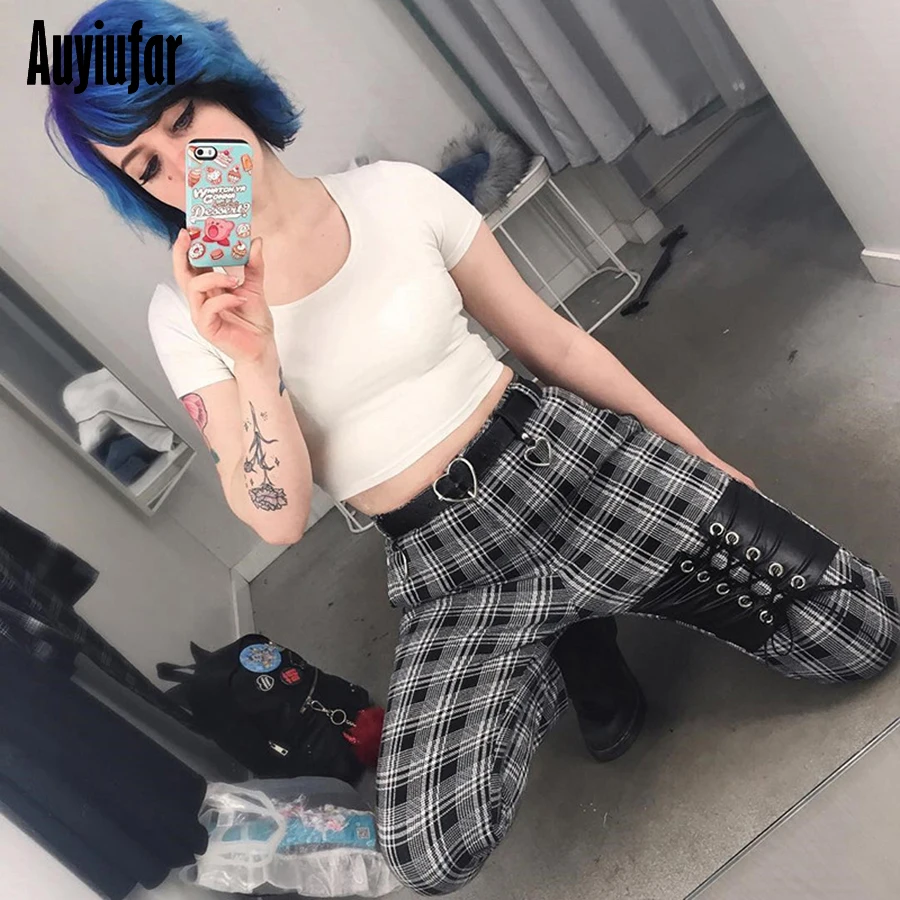 Auyiufar Plaid Pants Gothic Leather Women's Pants Streetwear Harajuku Black High Waist Joggers Checkered Trousers Harajuku Pants
Auyiufar Plaid Pants Gothic Leather Women's Pants Streetwear Harajuku Black High Waist Joggers Checkered Trousers Harajuku Pants