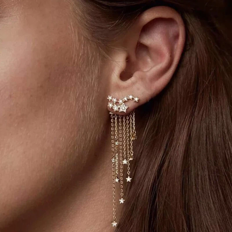 2019 Women's Hot Fashion Rear Hanging Earrings Crystal Long Statement Metal Chain Tassel Star Drop Earrings For Women Jewelry
2019 Women's Hot Fashion Rear Hanging Earrings Crystal Long Statement Metal Chain Tassel Star Drop Earrings For Women Jewelry