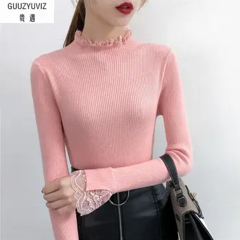 GUUZYUVIZ Sueter Mujer Pink Turtleneck Lace Splice Long Sleeve Pullover Knitting Sweater Women Plus Size Elastic Sweaters Mujer
GUUZYUVIZ Sueter Mujer Pink Turtleneck Lace Splice Long Sleeve Pullover Knitting Sweater Women Plus Size Elastic Sweaters Mujer