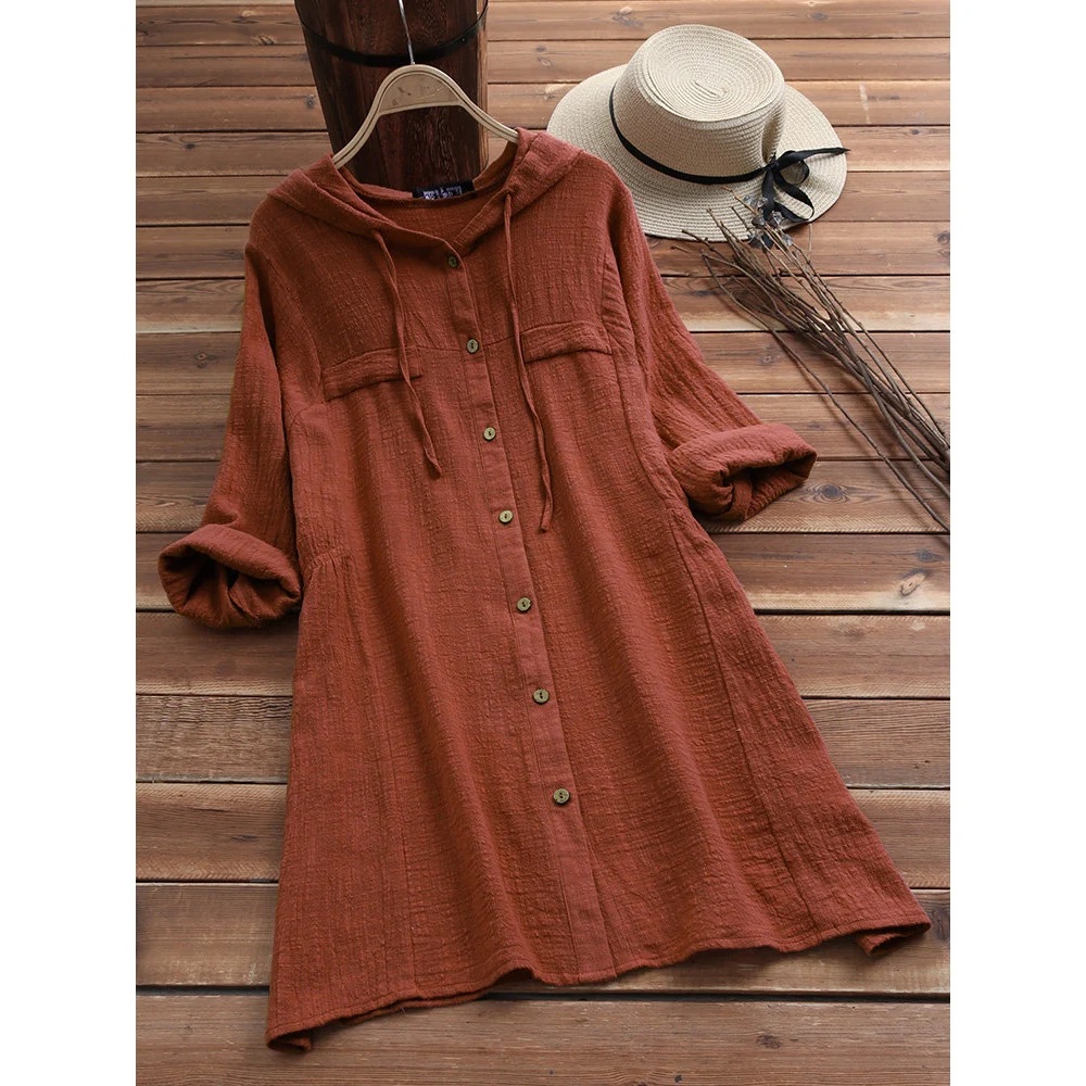 Solid Autumn Women Casual Straight Dress Long Sleeve Hooded Button Dress Fashion Ladies Cotton Linen Hoodie Vestidos D30
Solid Autumn Women Casual Straight Dress Long Sleeve Hooded Button Dress Fashion Ladies Cotton Linen Hoodie Vestidos D30
