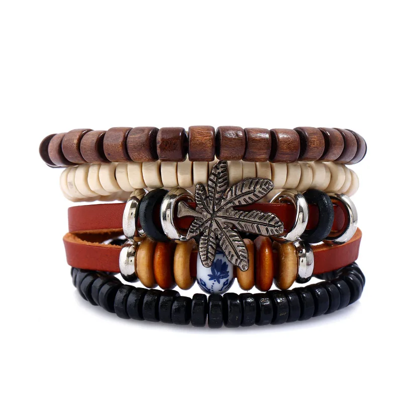 2017 Vintage Maple Leaf Leather Bracelet Charm Wood Beads Manual Lace-up Wristband Cuff Bracelets Women Men Punk Plant Jewelry
2017 Vintage Maple Leaf Leather Bracelet Charm Wood Beads Manual Lace-up Wristband Cuff Bracelets Women Men Punk Plant Jewelry