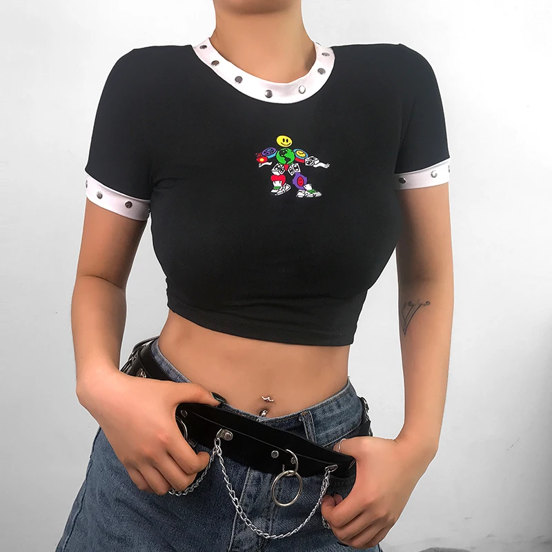 Waatfaak Rivet Streetwear Cotton Summer T Shirt Graphic Black Chain Short Sleeve Sexy Crop Top Tee Women T-shirt Woman Patchwork
Waatfaak Rivet Streetwear Cotton Summer T Shirt Graphic Black Chain Short Sleeve Sexy Crop Top Tee Women T-shirt Woman Patchwork